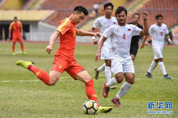 （体育）（14）足球——U23亚锦赛预选赛：中国国奥队胜菲律宾队