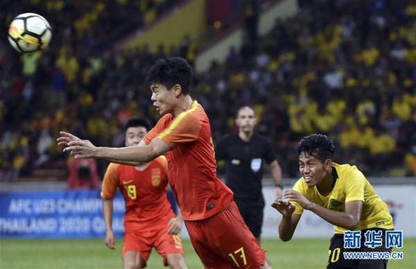 （体育）（9）足球——U23亚锦赛预选赛：中国国奥平马来西亚国奥