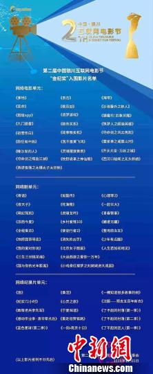 第二届中国？银川互联网电影节“金杞奖”入围影片名单。　主办方提供 摄