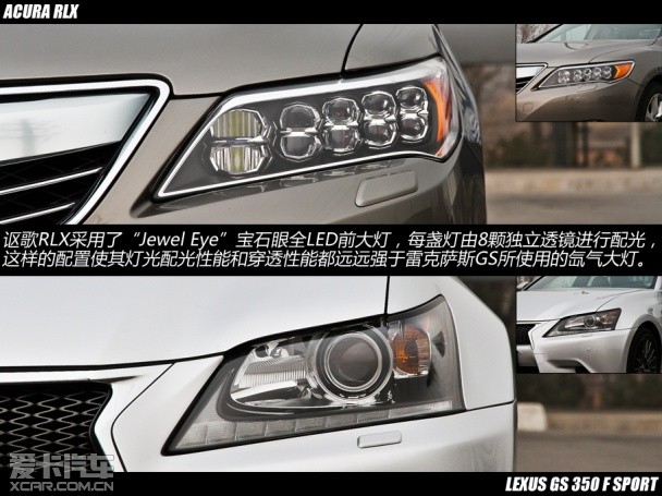 讴歌RLX静态对比雷克萨斯GS350 F Sport